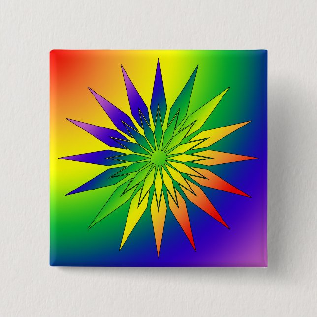 Rainbow Snowflake 41 2 Inch Square Button (Front)