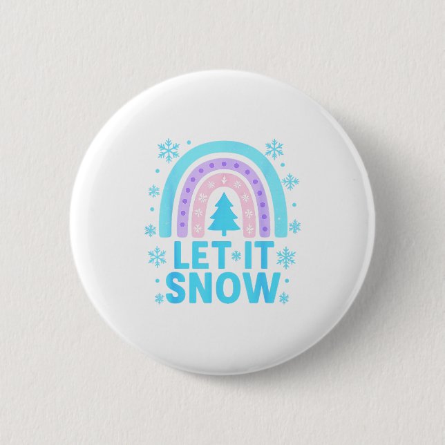 Rainbow Snowflake Christmas Winter Day Suprter Let 2 Inch Round Button (Front)