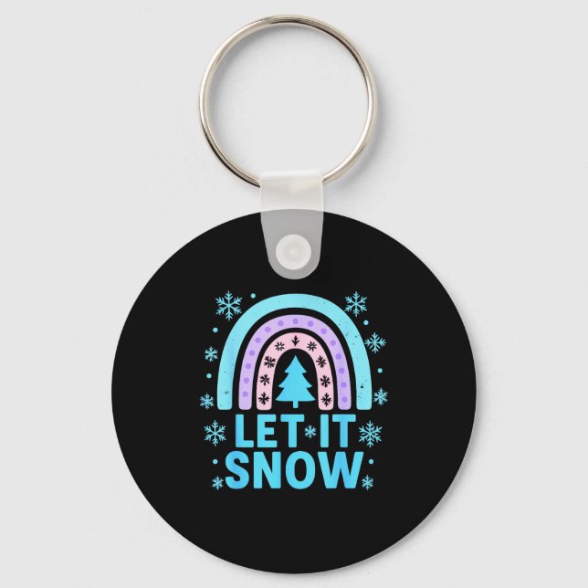 Rainbow Snowflake Christmas Winter Day Suprter Let Keychain (Front)