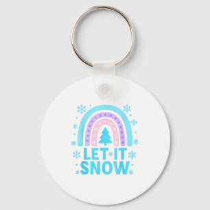 Rainbow Snowflake Christmas Winter Day Suprter Let Keychain