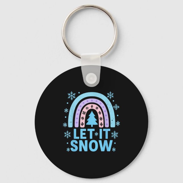 Rainbow Snowflake Christmas Winter Day Suprter Let Keychain (Front)