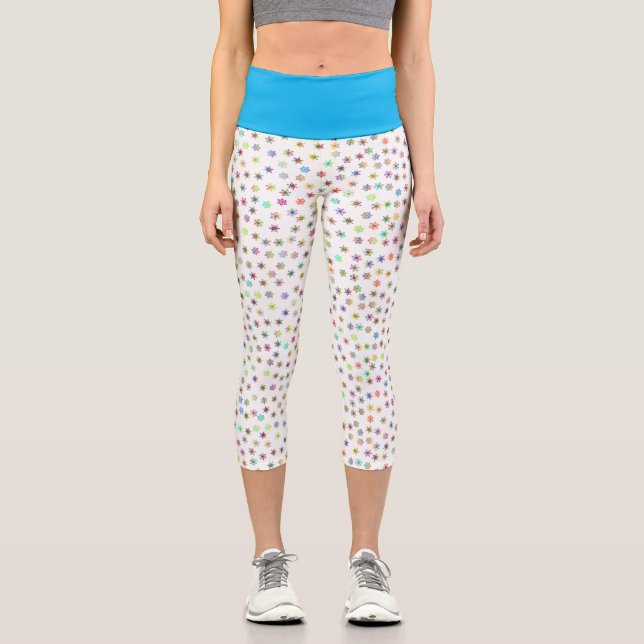 Rainbow Snowflakes Capri Leggings (Front)