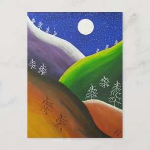 Rainbow Snowflakes Folk Art Postcard