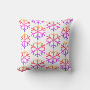 Rainbow Snowflakes For Sofa Couch Chaise Lounge Throw Pillow