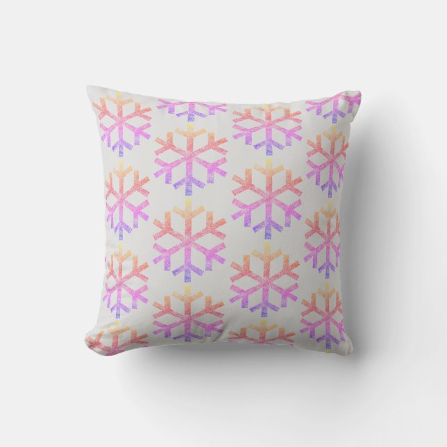 Rainbow Snowflakes For Sofa Couch Chaise Lounge Throw Pillow (Front)