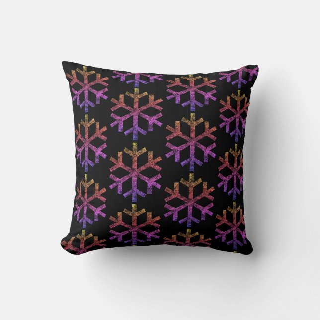 Rainbow Snowflakes For Sofa Couch Chaise Lounge Throw Pillow (Front)