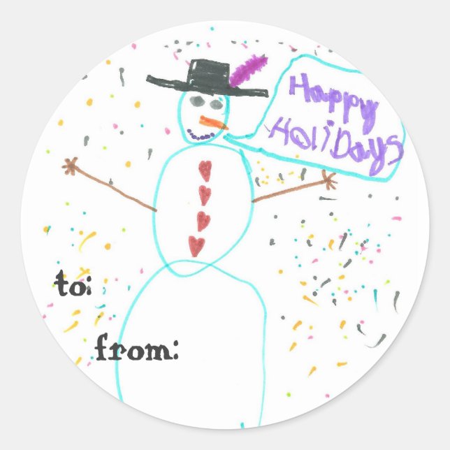 Rainbow snowman gift-tag labels (Front)