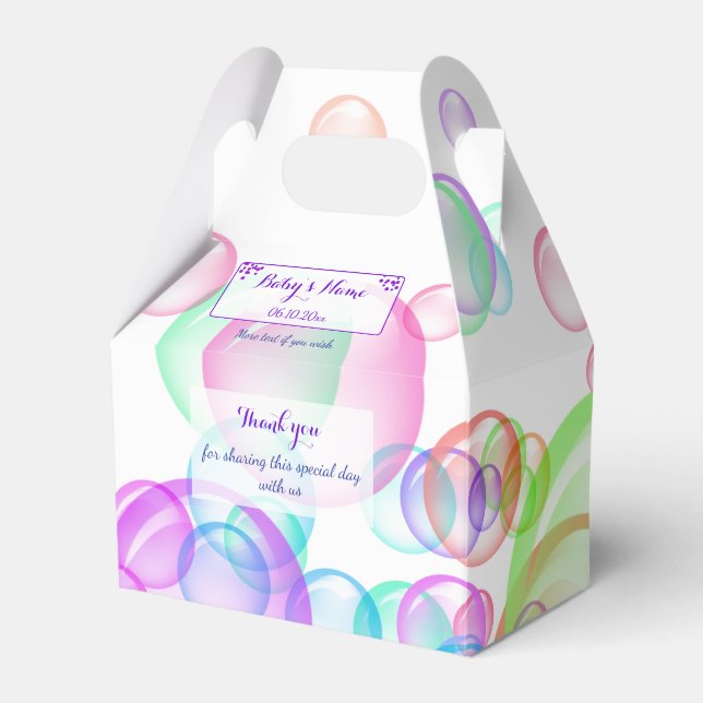 Rainbow Soap Bubbles Baby Shower Favor Box (Front Side)