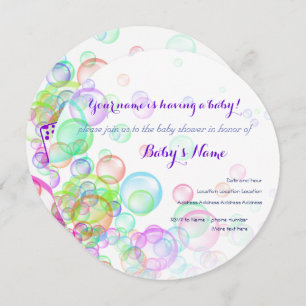 Rainbow Soap Bubbles Baby Shower Invitation