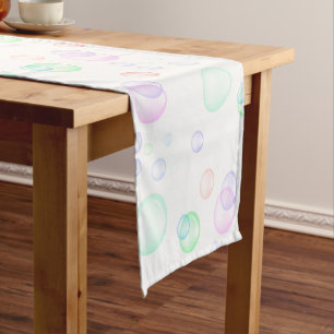 Rainbow Soap Bubbles Baby Shower Short Table Runner