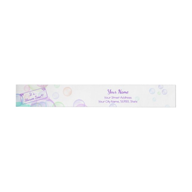 Rainbow Soap Bubbles Baby Shower Wraparound Address Label (Individual)