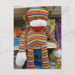 Rainbow Sock Monkey Postcard