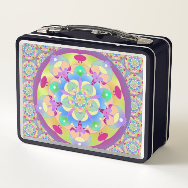 Rainbow Song Mandala  Metal Lunch Box (Back)