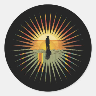 Rainbow Sonne Retro Vintage Designe Classic Round Sticker
