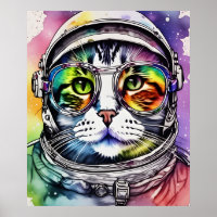 Rainbow Space Cat Astronaut