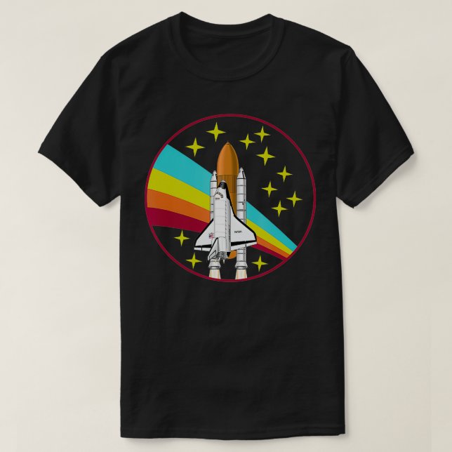 Rainbow Space Shuttle Rocket Launch  T-Shirt (Design Front)