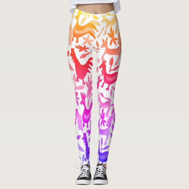 Rainbow Spanish Otomi Leggings (Front)