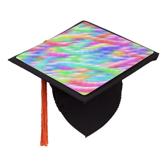 Rainbow sparkle bubbles graduation cap topper (Angled)