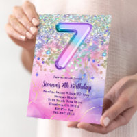 Rainbow Sparkle Glitter 7th Birthday Party