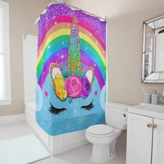 Rainbow Sparkle Glittery Unicorn Horn Face (In Situ)