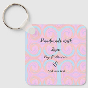 Rainbow sparkle handmade with love add name text keychain