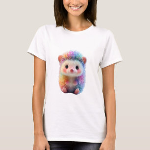Rainbow Sparkle Pastel Hedgehog Portrait Women T-Shirt
