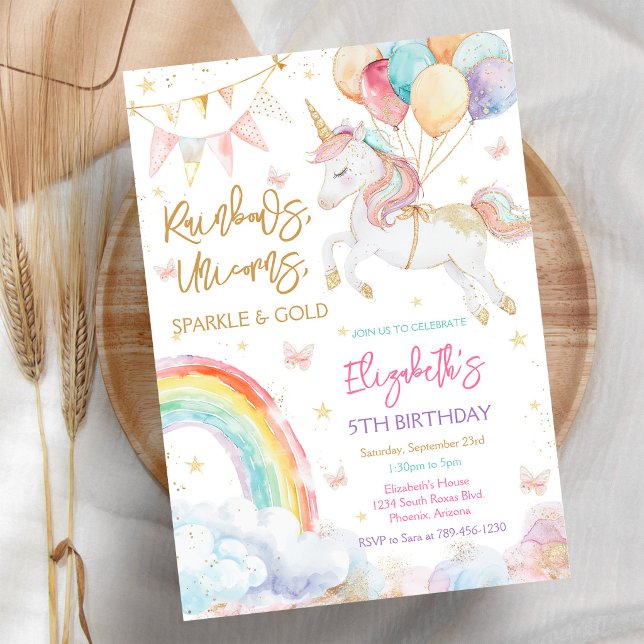 Rainbow Sparkle Unicorn Birthday Invitation (Creator Uploaded)