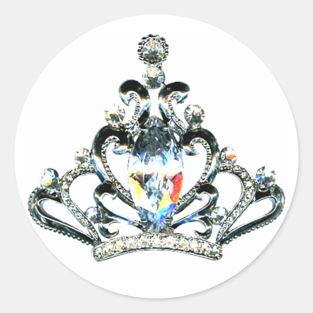 Rainbow sparkles of a Tiara Classic Round Sticker (Front)