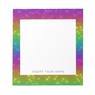 Rainbow Sparkles Personalized Notepad 5.5" x 6"
