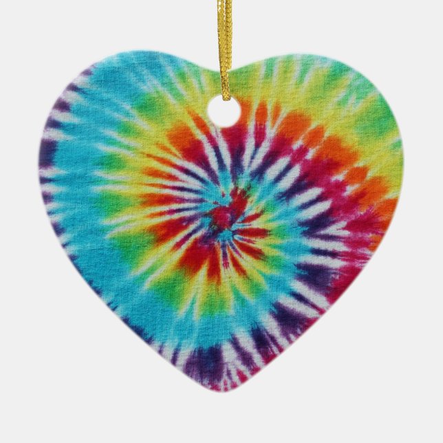 Rainbow Spiral 2 Sides Ceramic Ornament (Front)