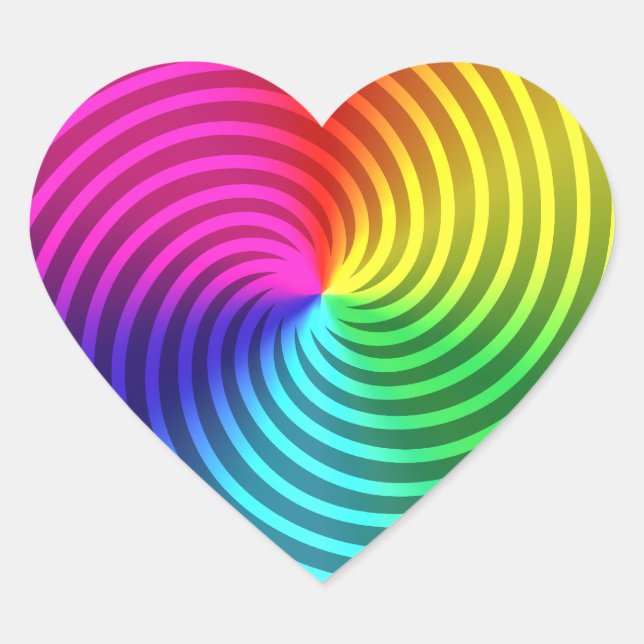 Rainbow Spiral Burst Heart Sticker (Front)