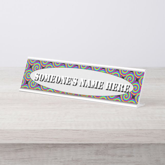 Rainbow Spiral by Kenneth Yoncich Desk Name Plate (Front)