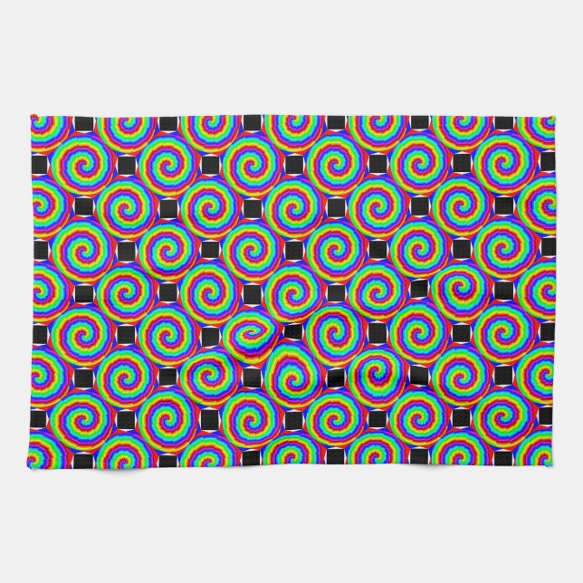 Rainbow Spiral by Kenneth Yoncich Kitchen Towel (Horizontal)