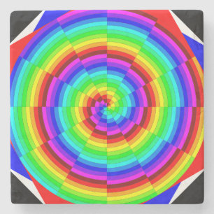 Rainbow Spiral by Kenneth Yoncich Stone Coaster