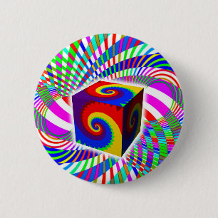 Rainbow Spiral Cube 2 Inch Round Button