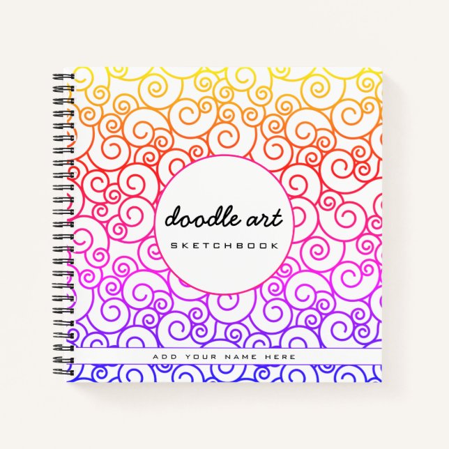 Rainbow spiral doodle pattern sketchbook notebook (Front)