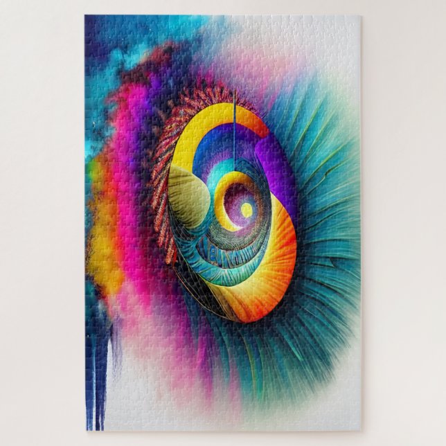 Rainbow Spiral Eye Abstract Hypnotic Visionary  Jigsaw Puzzle (Vertical)