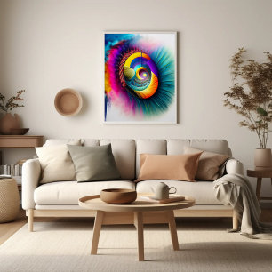 Rainbow Spiral Eye Abstract Hypnotic Visionary  Poster