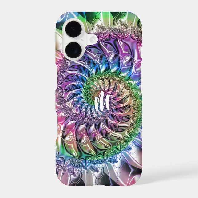 Rainbow Spiral Fractal Monogram iPhone X Case (Back)