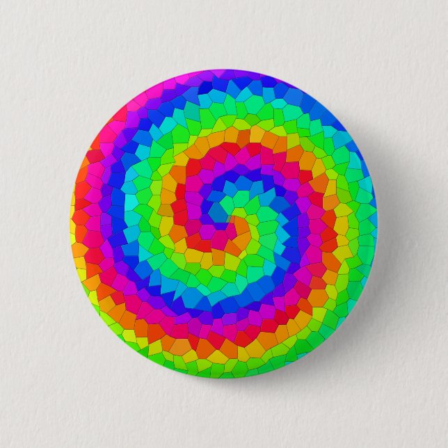 Rainbow Spiral Mosaic Tile 2 Inch Round Button (Front)