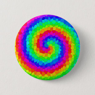 Rainbow Spiral Mosaic Tile 2 Inch Round Button