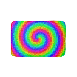 Rainbow Spiral Mosaic Tile Bath Mat
