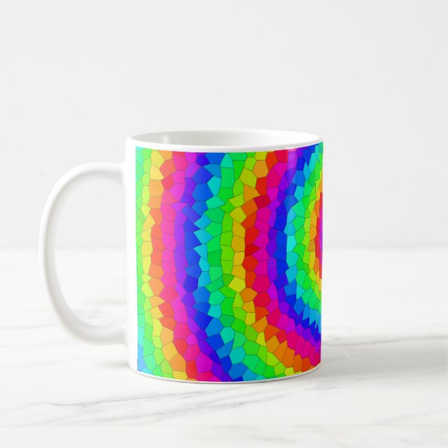 Rainbow Spiral Mosaic Tile Coffee Mug (Left)