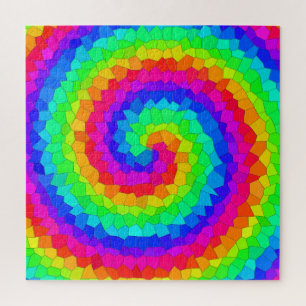 Rainbow Spiral Mosaic Tile Jigsaw Puzzle