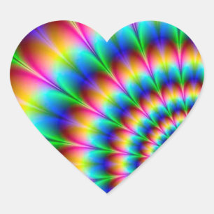 Rainbow Spiral Optical Illusion Heart Sticker