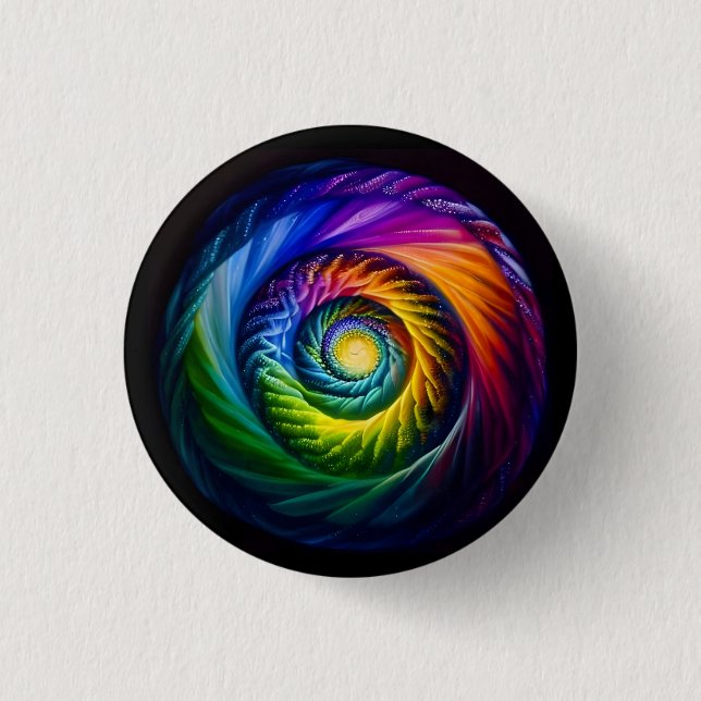 Rainbow Spiral Out 1 Inch Round Button (Front)