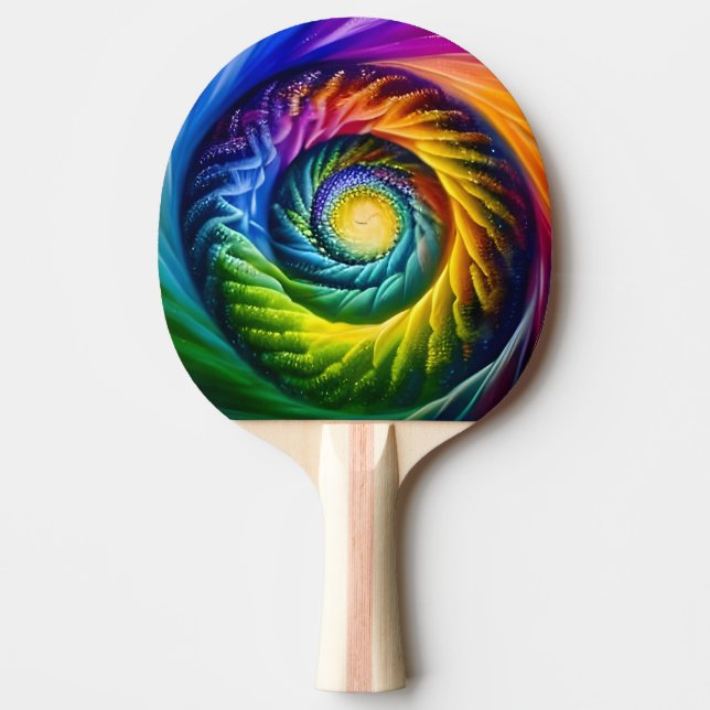 Rainbow Spiral Out Ping Pong Paddle (Front)