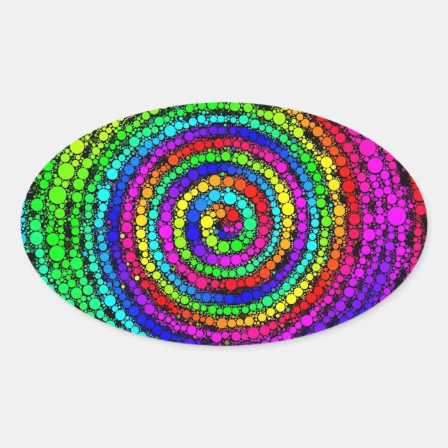 Rainbow Spiral Oval Sticker (Front)
