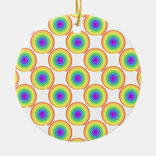Rainbow Spiral Pattern Ceramic Ornament