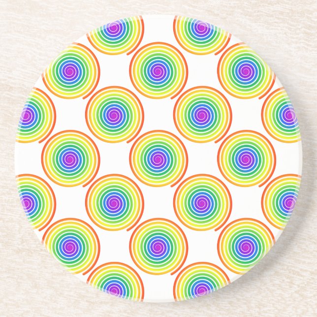 Rainbow Spiral Pattern Coaster (Front)